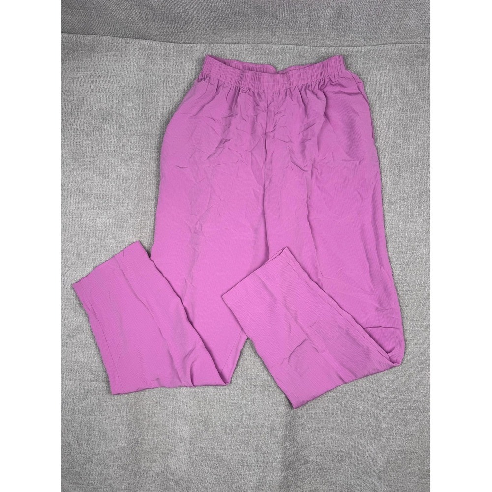 Vintage Maggie Sweet Dress Pants Womens M Pink Crepe Elastic Waist Pull On